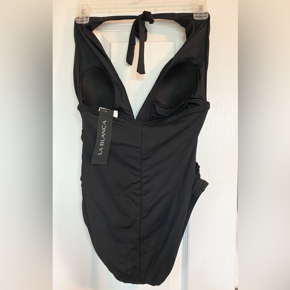 LA BLANCA Halter One-Piece Swimsuit -Black - Picture 2 of 5